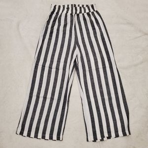 Subdued Cropped Culotte Pant Black & White Stripe Size S Made in Italy
